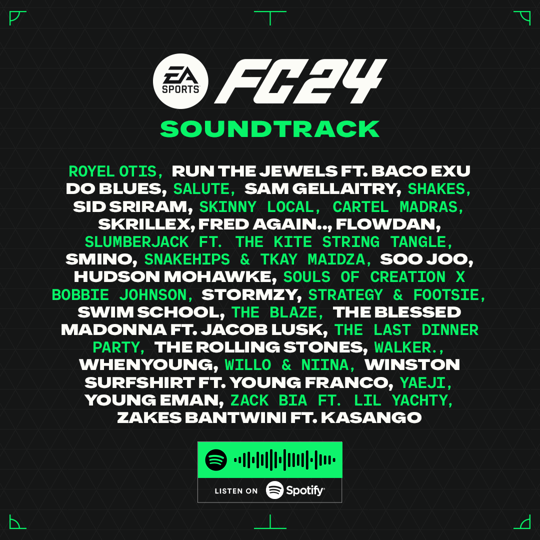 EA Sports FC 24 soundtrack: Songs, artists & music in new football